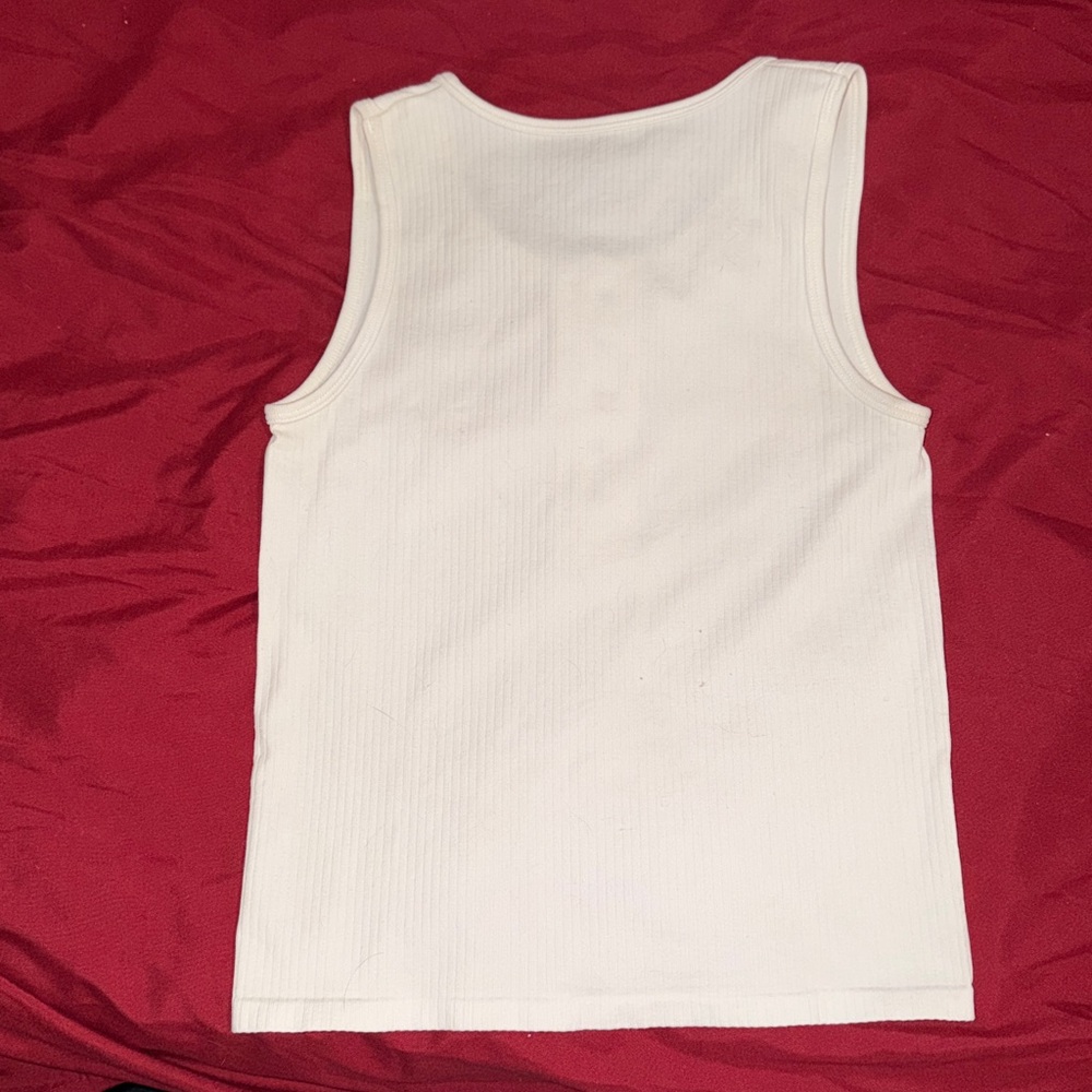 Suzette Collection White Ribbed Tank Top (M/L) - Picture 4 of 4
